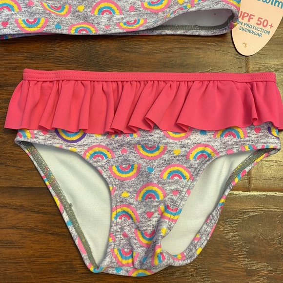 👶🏻 5/$10 NWT Sol Swim 2 piece baby girl swimsuit Rainbow print - Picture 3 of 5